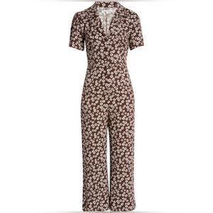 Reformation brown & white floral jumpsuit